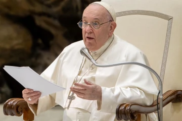 Pope Francis speaks at his general audience on Jan. 18, 2023.