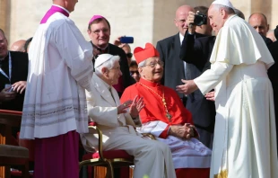 Pope Francis speaks to the elderly in St. Peter's Square Sept. 28, 2014.   Lauren Cater/CNA.