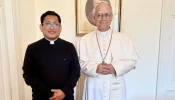 Pope Leo XIV with his friend Father Hugo Gabriel Sánchez on May 12, 2025, at the Vatican.