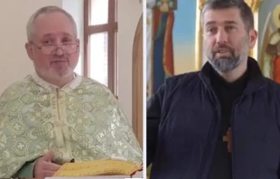 Father Ivan Levystky (left) and Father Bohdan Geleta (right) were held for more than a year after being captured by the Russians in Berdyansk and released on June 28, 2024. Credit: Donetsk Bishop's Exarchy
